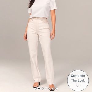 Abercrombie Jeans White Mixed Leather Fabric